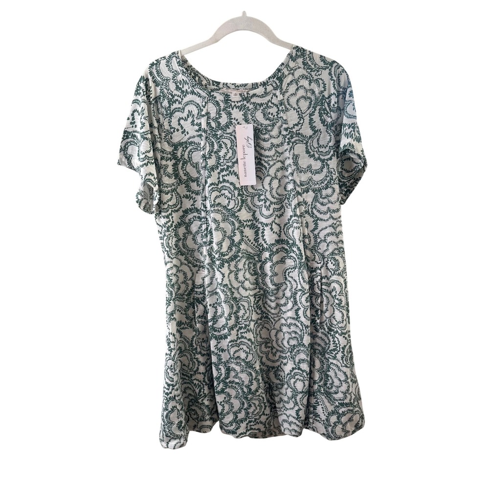 Nanette‎ Lepore Play Dress Womens Large Green White Floral Cottagecore NWT